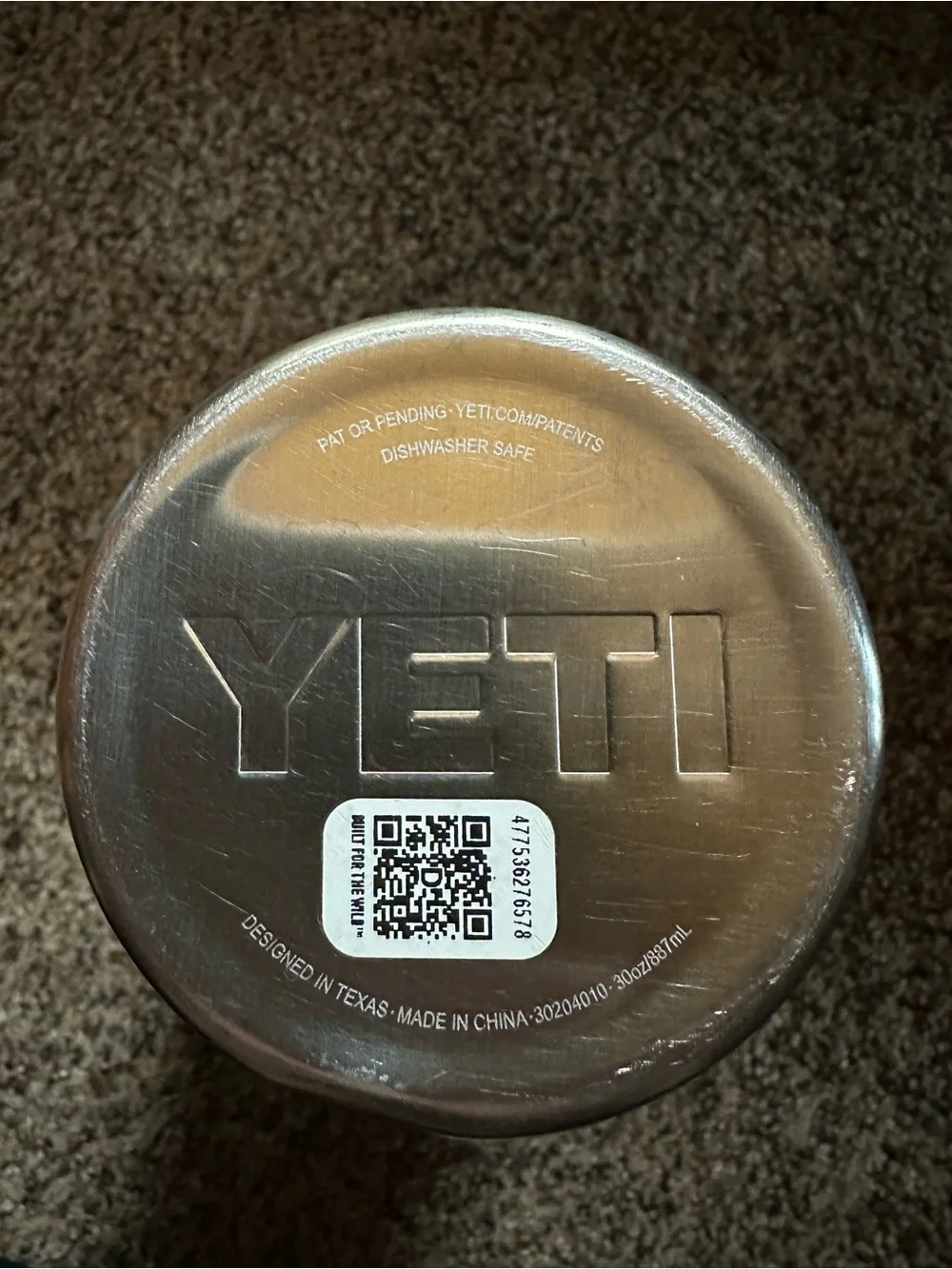 Yeti Stainless Steel Rambler Bottom - Silver Finish